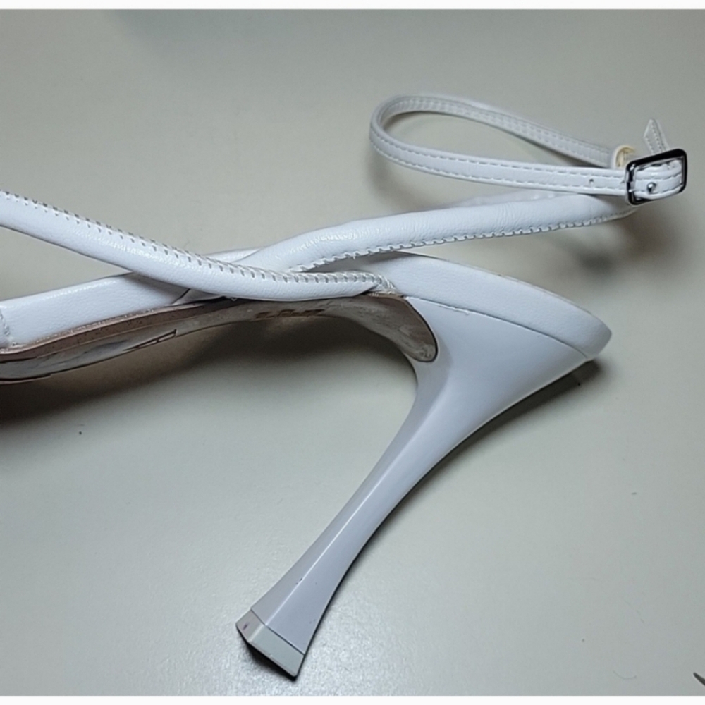 ZARA WHITE Angular Strappy Heels Size 8 - Picture 10 of 15